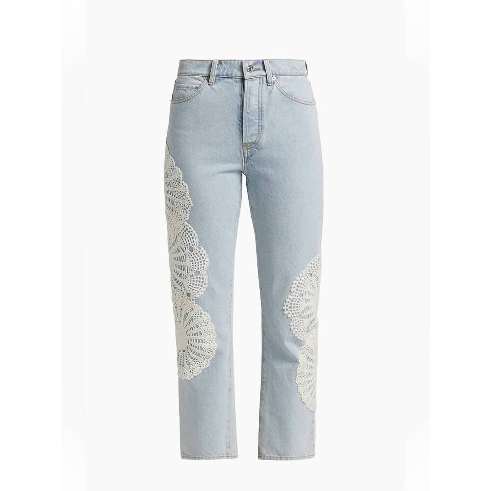 NEW FRAME women's crochet vertical drop jeans in blue
